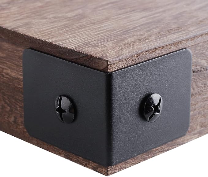 4 Set 2 x 2 x 1.5 Inch Metal Corner Protectors for Furniture, Decorative Corner Brackets Black for Wood, Boxes, Farmhouse, Barn Door, Wood Frame, Trunk, Table, Desk