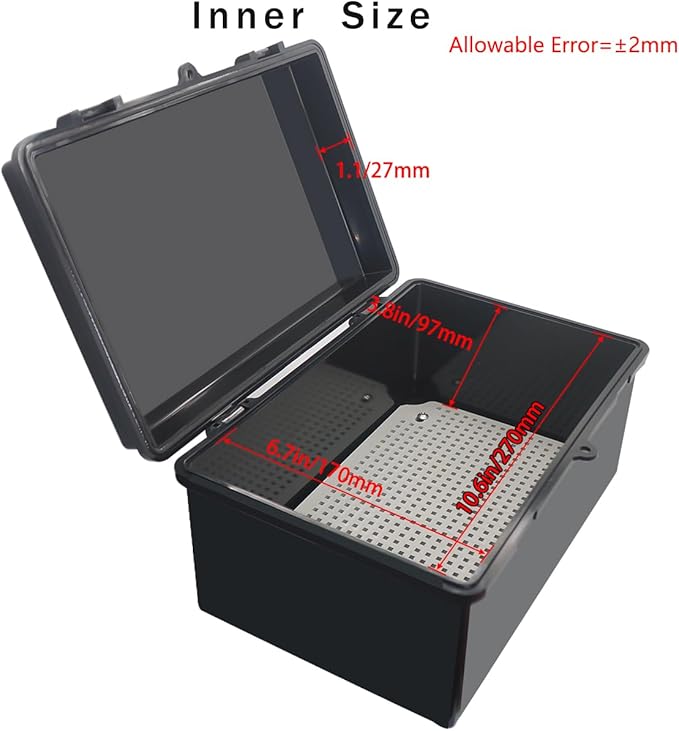 Junction Box, Hinged Black Cover IP67 Waterproof ABS Project Box with Mounting Plate Electrical Box Enclosure with Wall Bracket 11.4 x 7.5 x 5.5inch(290x190x140mm)