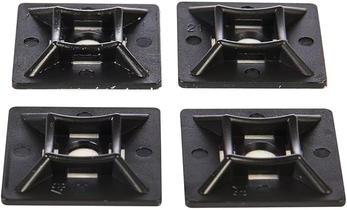 GTSE 100 Pack Black Zip Tie Mounts, 1" Adhesive Mounting Squares, Cable Tie Mount, Cable Clips Organizer Holders, Zip Tie Anchor for Wire Bundles, UV Resistant Tie Wrap Bases