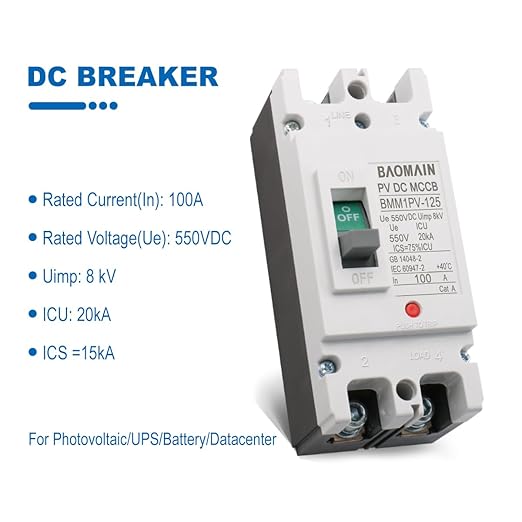 Baomain 100A DC Circuit Breaker 2 Pole 550V, Moulded Case Battery Disconnect Switch for Off-Grid Solar System, Marine Boat Trolling Motor, RV ATV Trailer BMM1PV-125 (100 Amp)