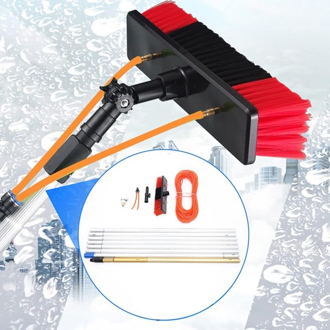 Water Fed Pole Kit, Lightweight 26 Feet Pole - Window Cleaner Window Glass Solar Panel Cleaning System Washing Equipment Tool Solution