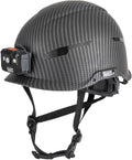Klein Tools 60515 Safety Helmet, Non-Vented Class E with Rechargeable Lamp and Chin Strap, Premium KARBN Pattern, Tested up to 20kV