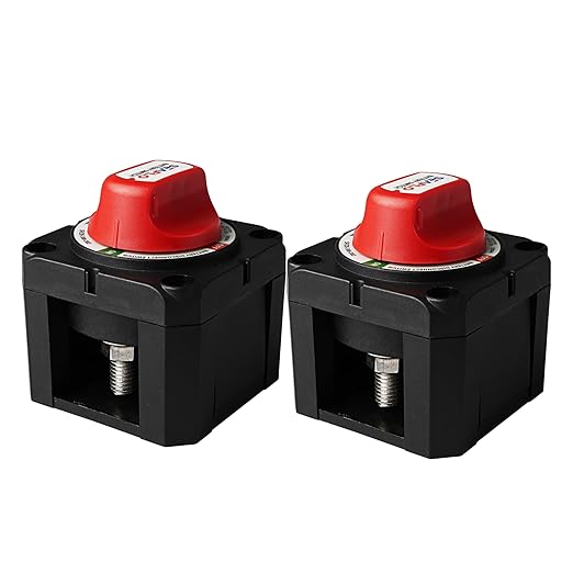 SEAFLO 300A Battery Disconnect Switch – 12V/24V/48V Heavy-Duty Isolator Switch, Single Circuit ON/Off, IP66 Waterproof, Auto, Marine, Boat, RV, Car, ATV – CE & RoHS Certified (On/Off |2-Pack)