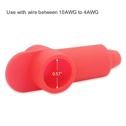 Recoil 10 Pack Silicone Terminal Covers for Alternator Battery Stud and Power Junction Blocks, Fits 10-2 AWG Wire, 5 Red and 5 Black Pairs