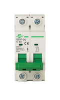DC Miniature Circuit Breaker, 2 Pole 63 Amp, 250V-500VDC, 6kA Din Rail Mount Breaker with Thermal Magnetic Trip, DZ47-63 C63 2P, DC Solar MCB