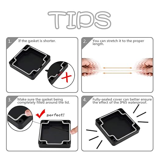 LeMotech ABS Plastic Electrical Project Case Power Junction Box, Project Box Black 4.7" x 4.7" x 3.5" (120 x 120 x 90 mm)(Pack of 1)