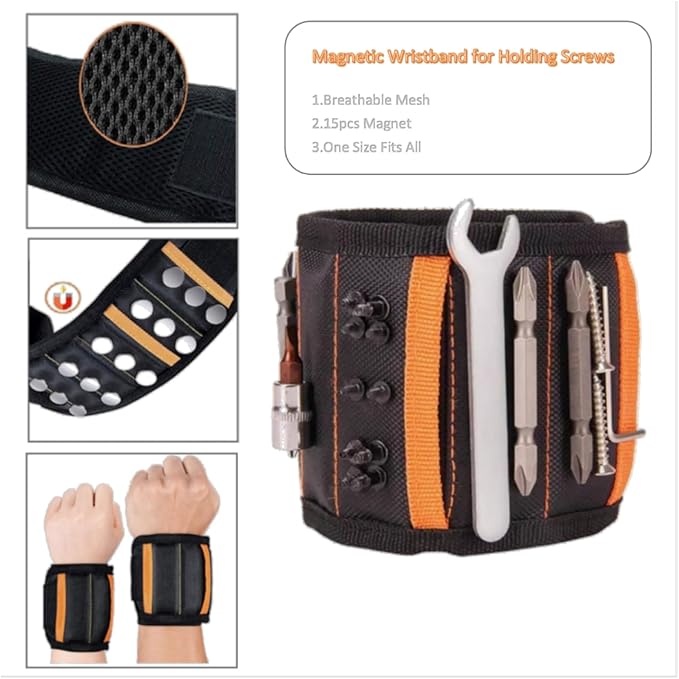 Magnetic Wristband for Tools, Telescoping Magnetic Pick Up Tool, Stocking Stuffers for Men, Gift for Men Women Husband (Ideal for Dad Birthday Father’s Day/Christmas Gift)