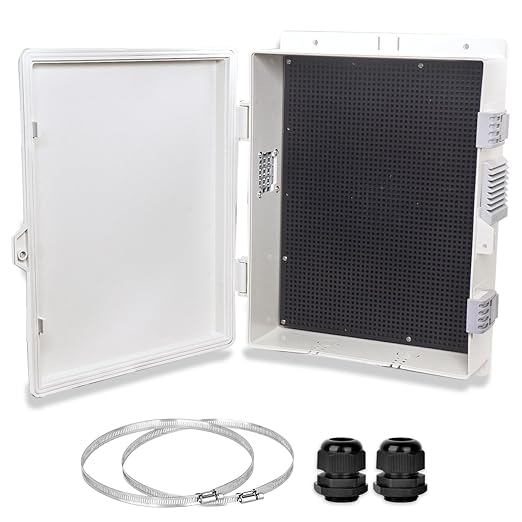 Outdoor Electrical Junction Box, Ventilation and Heat Dissipation ABS Plastic Project Enclosure with Internal Mounting Panel 13"x 9.2"x 3.7"