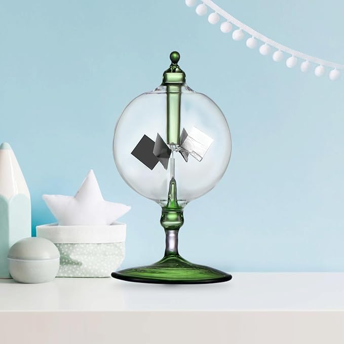 Solar Crookes Radiometer Glass Windmill Handmade for Party Home Decoration Gift Green S