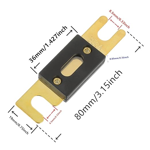 BOJACK 0/2/4 Gauge ANL Fuse Holder and 350 Amp ANL Fuses for 0 2 4 8 Gauge AWG Block, Automotive Fuse Holder 350A (Pack of 2)