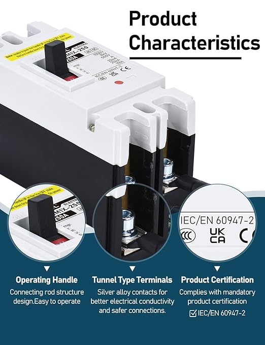 DIHOOL Battery DC Disconnect Switch, 250 Amp DC Breaker for Main Power Station Solar System, UPS