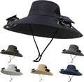 Solar Fan Hats for Men Women Wide Brim Sun Hat with 2 Fan Outdoor Solar Power Fishing Hat Sun Protection Summer Hats