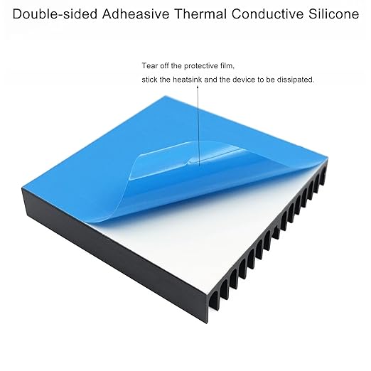 2 Pcs 60 x 60 x10 mm Heatsink Kit with Thermal Conductive Adhesive Tape, Square Cooler Aluminum Heat Sink Set for for Circuit Board Led Panel Router IC Amplifier Platform Chip Fans and DIY