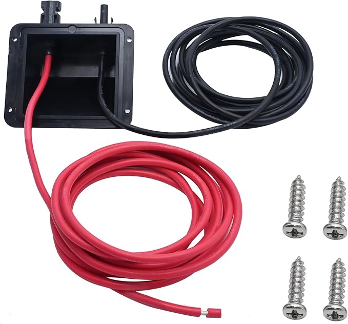 VIKKSAER Solar Cable Entry Gland Box, 10FT 10AWG Soft Solar Extension Cable and Connector, UV Resistance Dual Cable Entry Gland Housing on RVs, Caravans, Boats, Campers (Black(10FT))