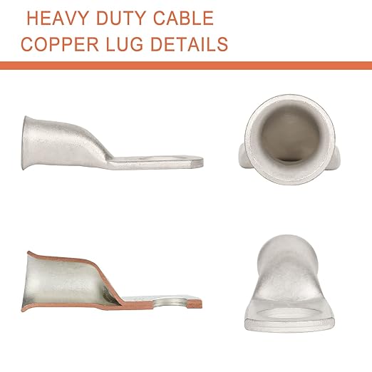 4 AWG Tinned Copper Ring Terminal Kit (62 Pcs) - 30 Battery Lugs (1/4", 5/16", 3/8", 1/2") with 32 Heat Shrink Tubes for 4 Gauge Wire in Automotive, Solar, Marine, RV Applications