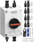 CNLONQ Solar PV Disconnect Switch 32 Amp DC1500V Rapid Shutoff Isolator Switch 1in 1out with Plug & Play Connector and IP66 Waterproof for Rooftop Solar Home Systems, RVs and Boats