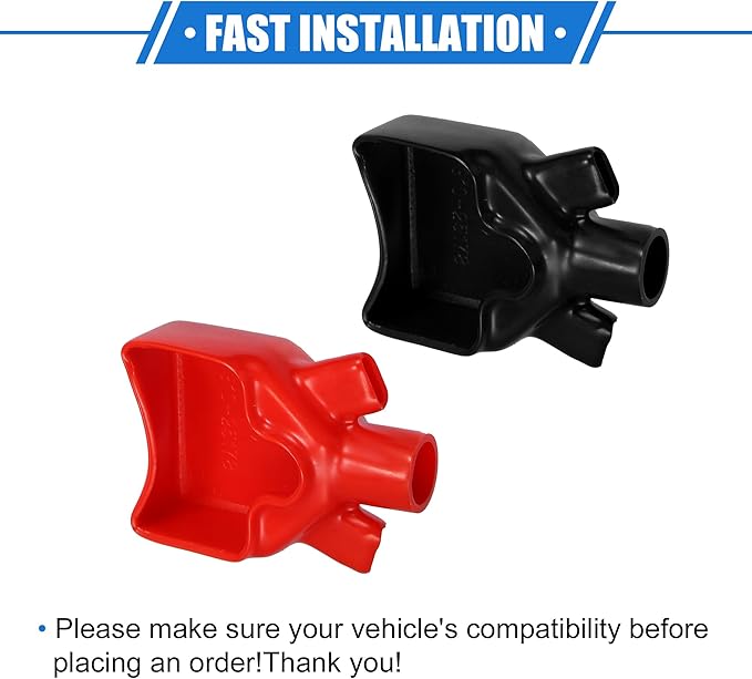1 Pair Battery Terminal Insulation Covers, 16mm 0.63" 12mm 0.47" ID Car Battery Post Cap Universal for Motorcycle Truck Marine Durable PVC Red Black