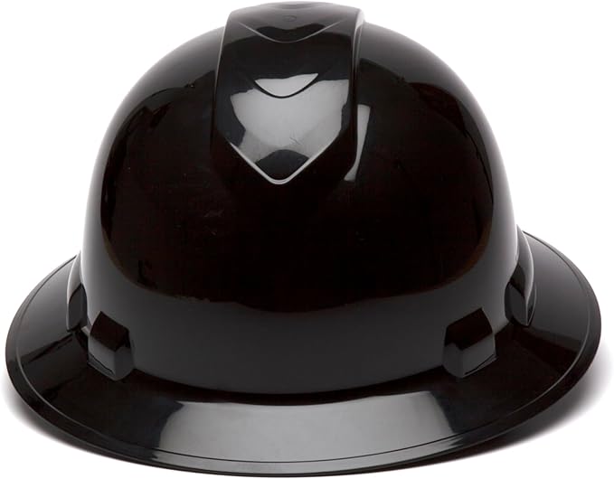 Pyramex Ridgeline Full Brim Hard Hat 4 Point Ratchet Black
