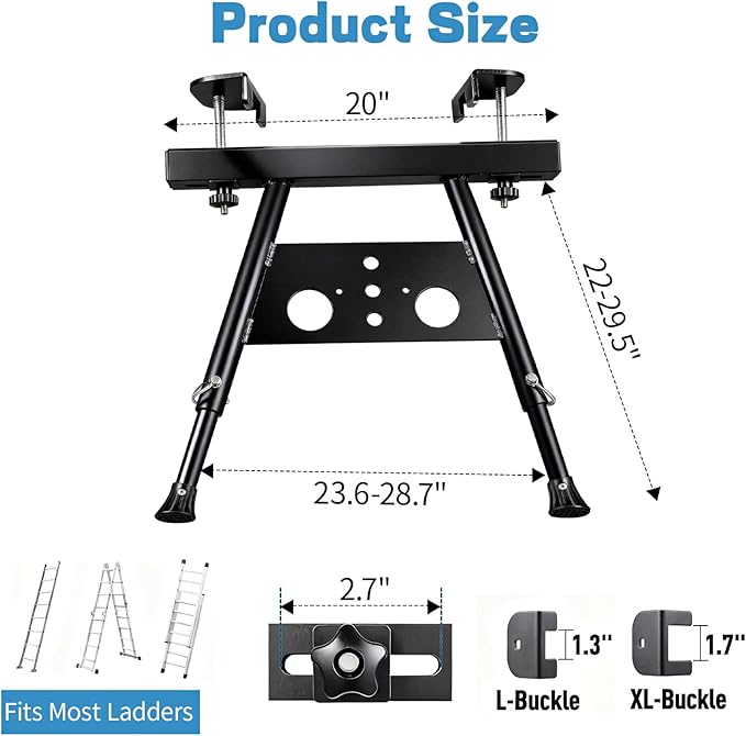 Ladder Stabilizer, Extension Ladder Stabilizer for Roof Wall Standoff Ladder Accessory Safety Stability Aviation Aluminium, Adjustable Length 22-29.5In, Stands 300 LBS Weight Rating