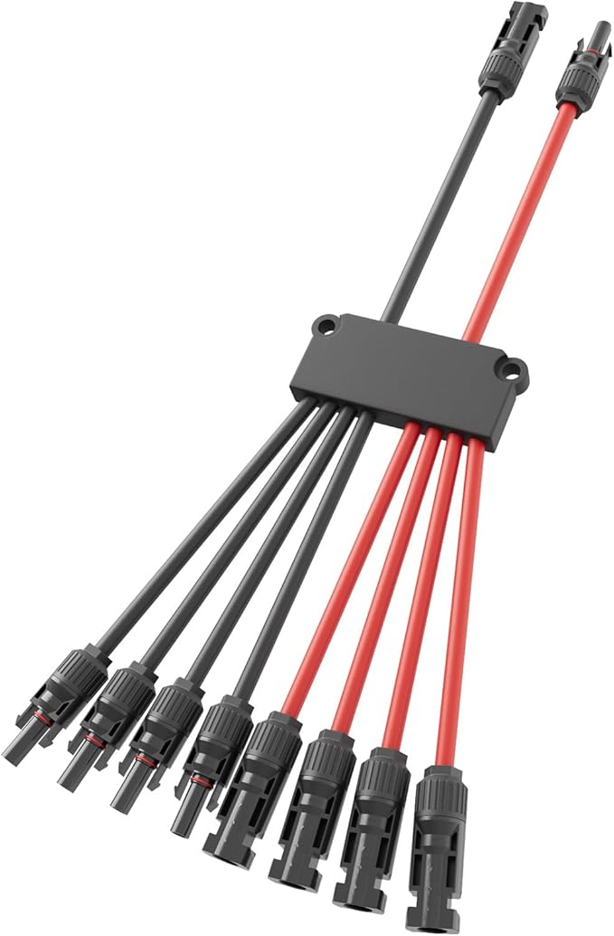 Solar Panel Connector 8 to 2 Solar Y Branch Connectors PV Panels Parallel Connectors Kit Adapter Waterproof Wire Plug Tool for Solar Panel(1 Pcak MF/FFFFMMMM)