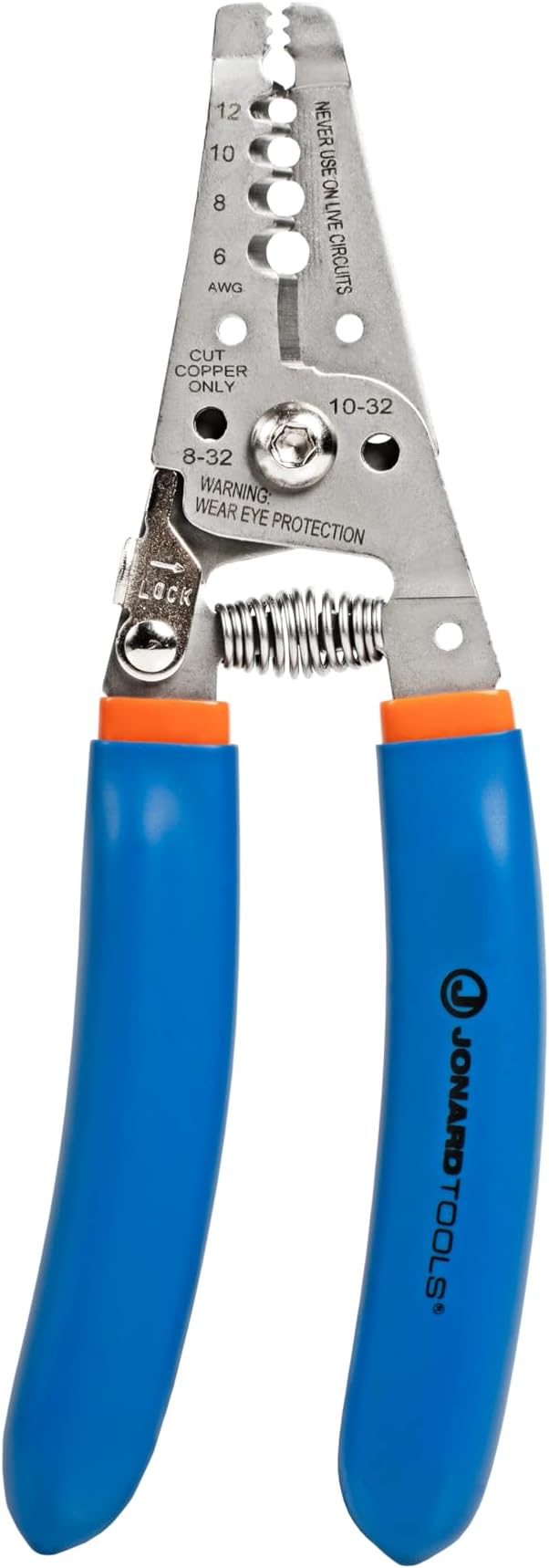 Jonard Tools WSS-612 Stainless Steel Curved Wire Stripper, 6-12 AWG, Stainless Steel 50 HRC, Ergonomic Handle, Screw Cutting & Wire Looping