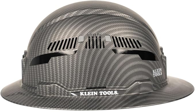 Klein Tools 60626 Hard Hat, Vented Full Brim Premium KARBN Design, Type 1 Class C Hard Hat, 4-Point Ratchet Suspension