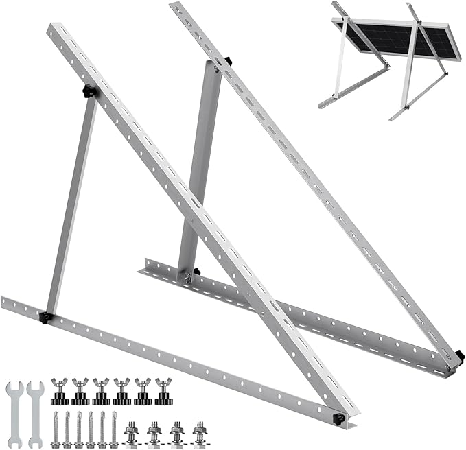 FLYING LION 1 Sets 45inch Adjustable Solar Panel Tilt Mount Brackets with Foldable Tilt Legs, Ieal for 2-4pcs 180 200 300 400 Watt Solar Panel for Roof, RV, Boat, and Off-Grid
