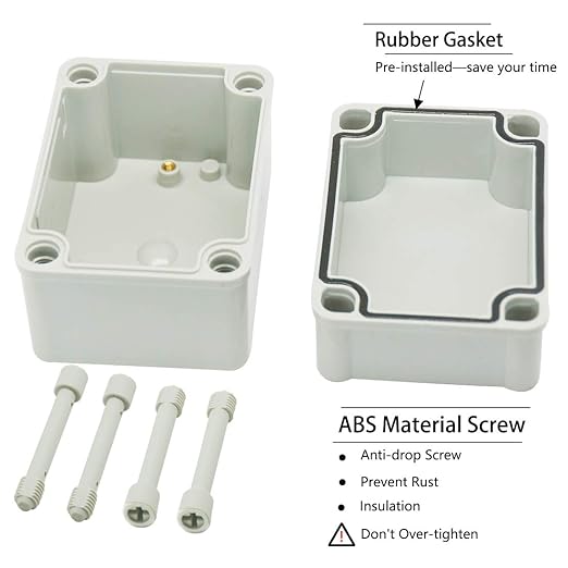 Zulkit Junction Box ABS Plastic Dustproof Waterproof IP67 Junction Boxes Universal Electrical Project Enclosure DIY Electronic Project Box Grey 4.33 x 3.15 x 3.35 inch (110 x 80 x 85 mm)