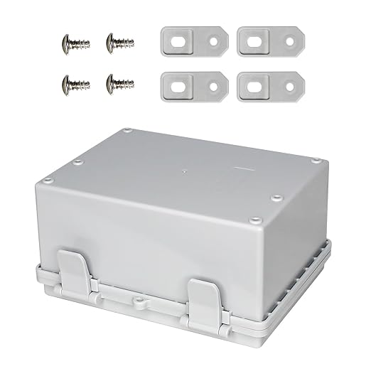 Waterproof Electrical Box Heavy Duty ABS Waterproof Junction Box, IP66 Dustproof Electrical Enclosure, Universal DIY Project Case for Outdoor Indoor Use Wall Brackets (8"x6.1"x3.9")