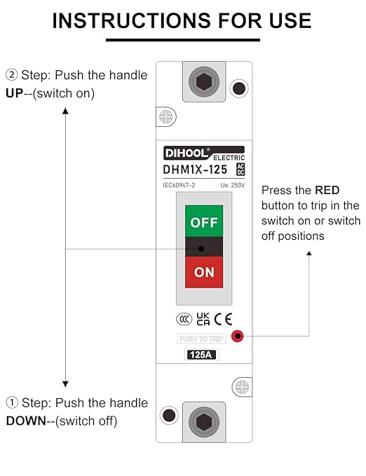 DIHOOL 125 Amp Heavy Duty Battery Disconnect Switch, DC Circuit Breaker for Car Audio RV Marine Boat Truck Trolling Motors