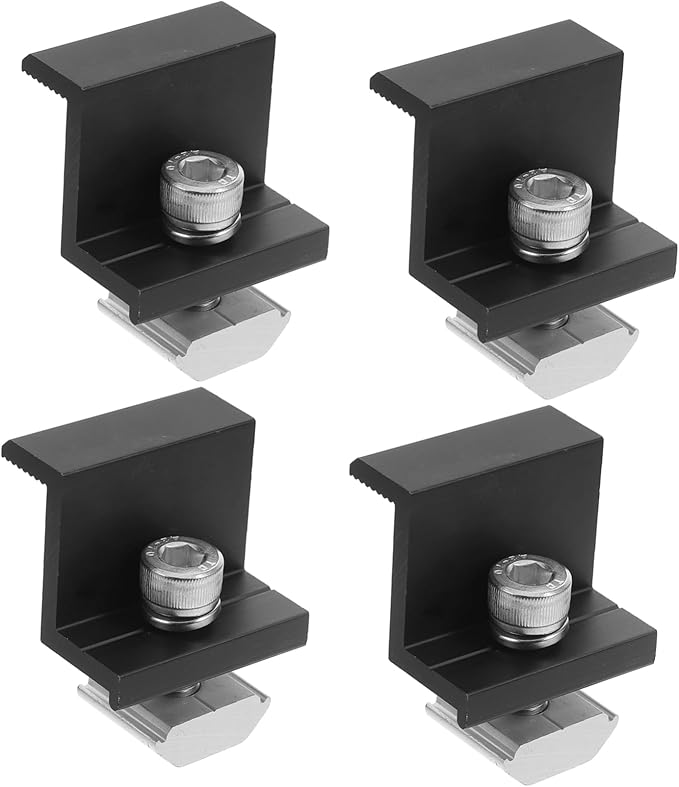 4pcs Aluminum Photovoltaic Bracket Pressing Block Solar Panel Mounting End Clamp Black Solar Bracket for Panel Support
