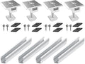 Solar Panel Roof Bracket Aluminium Solar Panel Mounting Rails Roof Rail Clamps PV Solar Mounting Rail Connector Installation Kit for Tin Roof, Flat Roof, Sheet Roof (4 x 200mm Rail + 4 x 30mm Clamp)