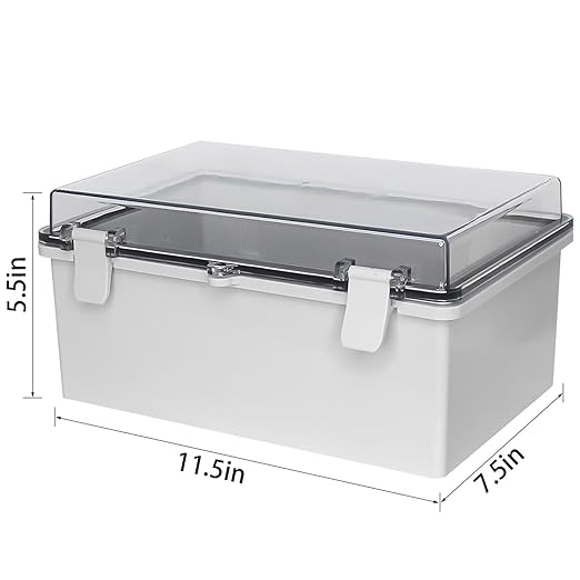 Waterproof Electrical Junction Box Waterproof Box ABS Plastic Enclosure Switch Router Project Box Electronics Enclosure with Mounting Plate Wall Bracket Clear (11.4"x7.4"x5.5")