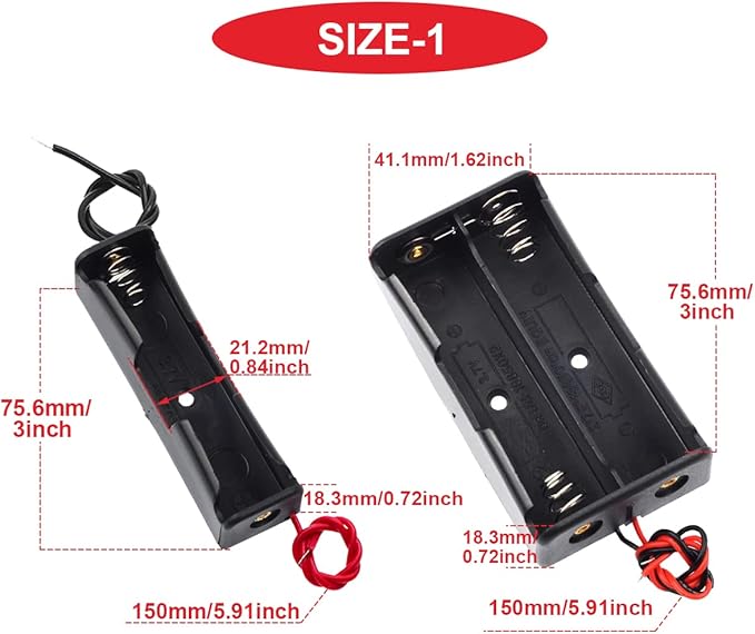 12Pack 18650 Battery Holder Bundle with Wires,3x1 18650 Battery Holder 3.7V,3x2 18650 Battery Holder 7.4V,3x3 18650 Battery Holder 11.1V,3x4 18650 Battery Holder 14.8V,with Leads,for DIY