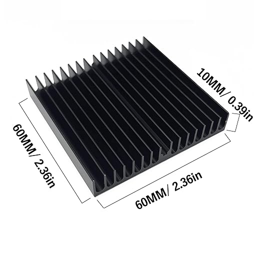 2 Pcs 60 x 60 x10 mm Heatsink Kit with Thermal Conductive Adhesive Tape, Square Cooler Aluminum Heat Sink Set for for Circuit Board Led Panel Router IC Amplifier Platform Chip Fans and DIY