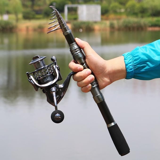 Sougayilang Telescopic Fishing Rod Reel Combos with Carbon Fiber Fishing Pole Spinning Reels and Fishing Accessories