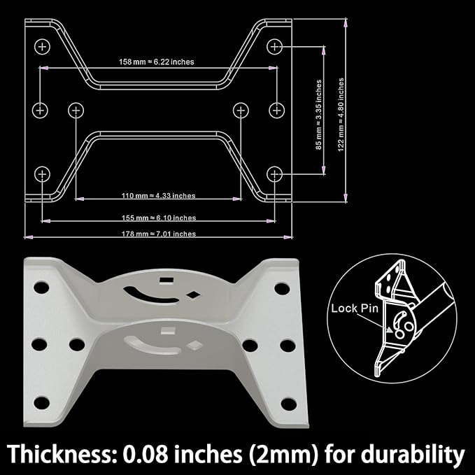 Universal Adjustable Mounting Pole, Steel J-Mount for Attic Outdoor Roof Wall Installation, Weatherproof Mast Pole, Mounting Bracket and Hardware Included (Diameter 1 1/4", Length 33 1/4", White)