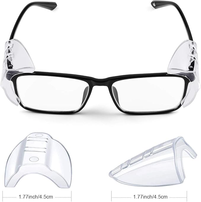 MELASA Safety Glasses Side Shields for Prescription Glasses, Slip on Clear Eye Glasses, Fits Small to Large Eyeglasses