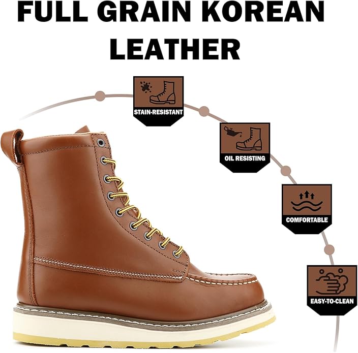 Men's SureTrack 6" & 8'' Leather Soft Toe Work Boot for Men, Welt Construction, Oil/Slip Resistant, Wedge Sole, Moc Toe Men's Work Boots, EH, 84994 & 86994