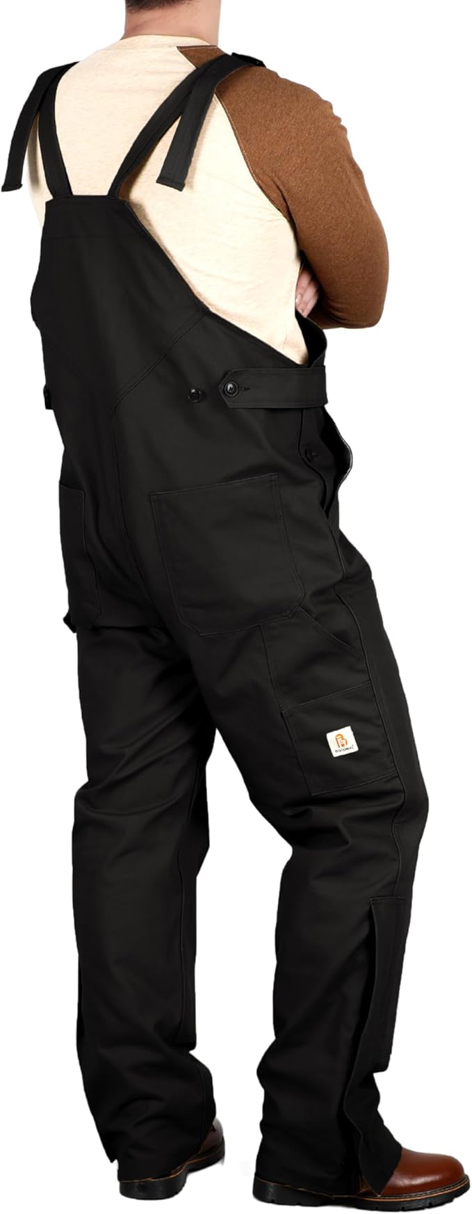 BOCOMAL Men's FR Bib Overalls Duck Canvas Leg Zipper Fire Resistant/Flame Resistant Workwear Relaxed Fit Unlined