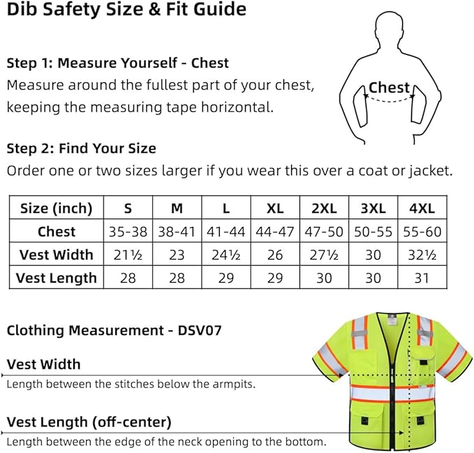 Dib Safety Reflective Mesh Vest ANSI Class 3, High Visibility with Pockets and Zipper, Made with 3M Reflective Tape, Yellow XL