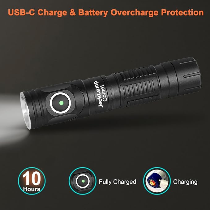 90 Degree EDC Flashlight, 1200 High Lumens Magnetic Flashlight with Clip, 6 Modes Rechargeable Led Headlamp, Pocket Tactical Flashlight for Working, Camping（Battery Included）