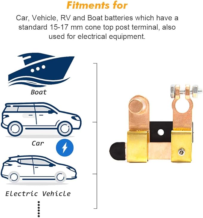 Battery Knife Switch Top Post Battery Disconnect for Auto Car RV Boat Truck Vehicle 12-24V Cutoff Shut Off Switch Negative Post