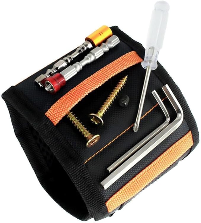 Magnetic Wristband with Strong Magnets for Holding Screws, Nails, Drill Bits and Small Tools — Adjustable Tool Wrist Band for Men and Women, Ideal Gift for DIY, Construction and Home Improvement