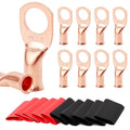TKDMR 10pcs 8 AWG-3/8 Battery Lugs,Heavy Duty Wire Lugs,Ring Terminals,Battery Cable Ends,0 Guage terminals,Battery Terminal Connectors with 10pcs 3:1 Heat Shrink Tubing