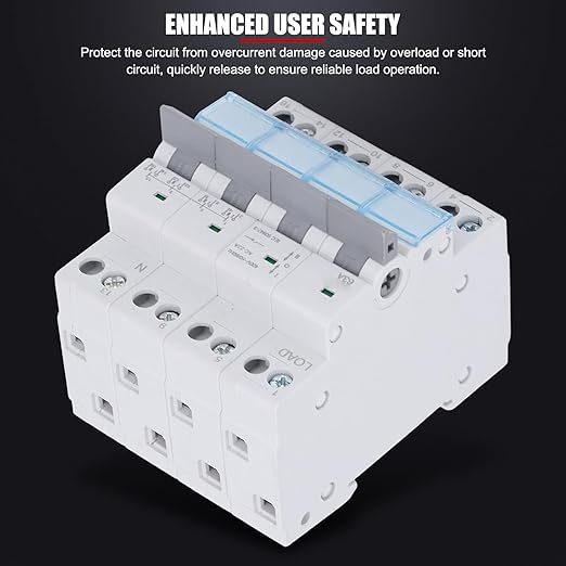 63A 4 Pole DIN Rail Transfer Switch, 400V AC Dual Power Manual Changeover Isolator Switch for Generator Backup, Solar PV System
