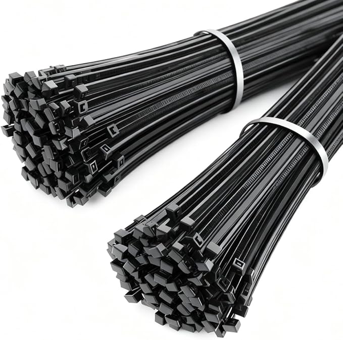 400 Pack Black Zip Ties Assorted Sizes 8+12+14+18 Inch, Heavy Duty 100lbs Self-Locking Electrical Cable Ties, UV Resistant Wire Ties for Indoor and Outdoor Use