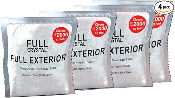 Full Exterior Refill Kit – Crystal Powder Outdoor Cleaner Packets, 16 oz, Each 4 oz Bag Makes Up to 640 fl oz, Non-Toxic, No Scrub, No Rinse Cleaning Solution