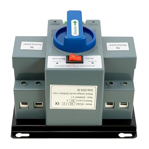 Dual Power Automatic Transfer Switch 2P 63A ATS Dual Power Generator Changeover Switch 110V Mini Electrical Selector Switches