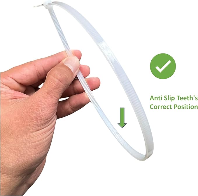 White Zip Ties 8 inch Clear (1000 Pack), 18 lbs Tensile Strength. Our narrow Self-Locking Nylon Clear White Cable Ties are easy to get in tough spots. Great Indoors and Outdoors Use by - Nirah